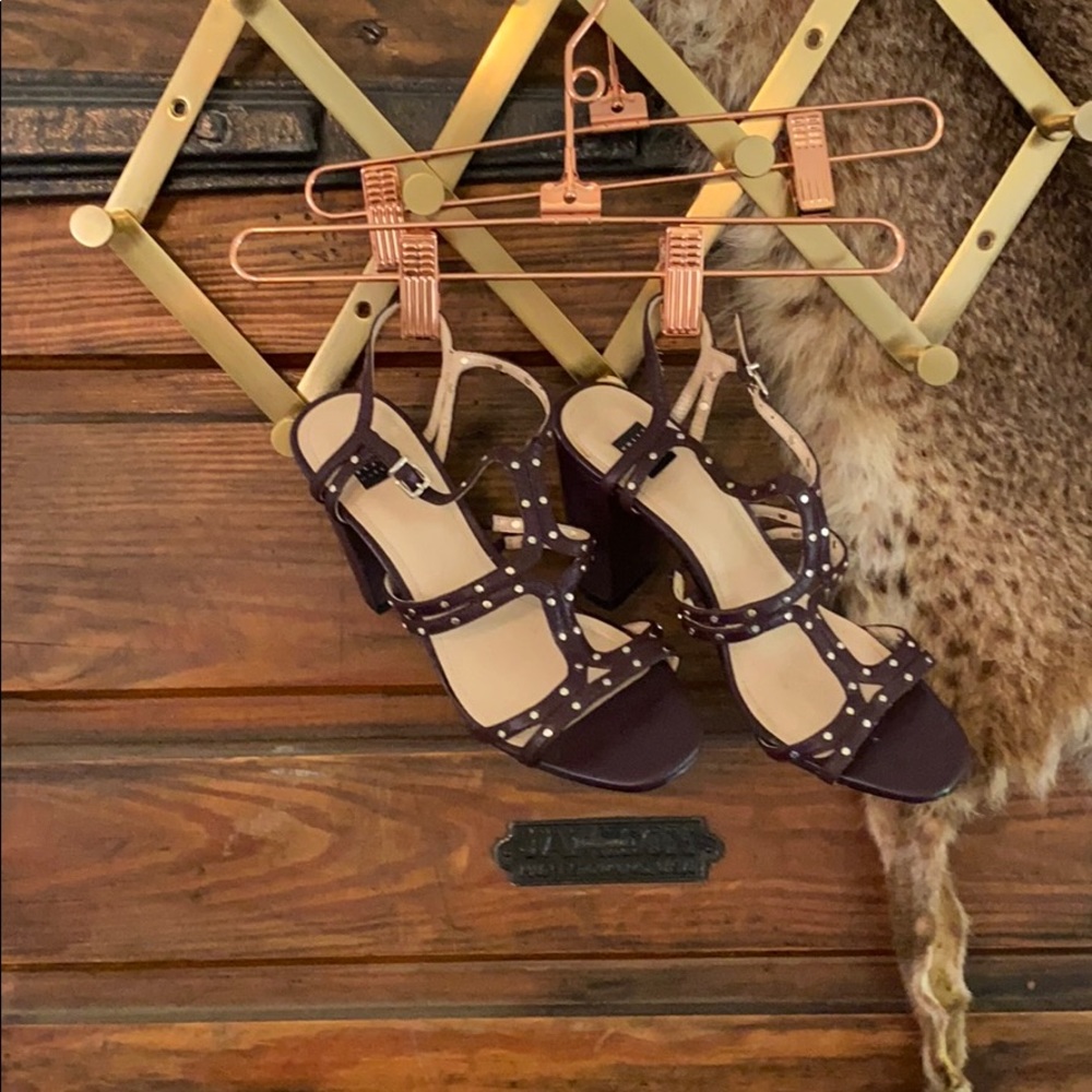 Ox blood studded block heel 8